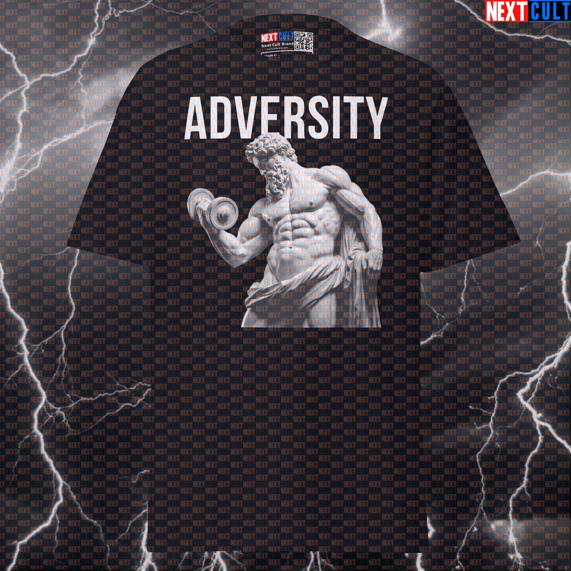 Adversity Pump Cover: Stoic Greek God Marble Sculpture Funny Gym Meme T-Shirt T-shirts Ancient Greece Bodybuilding Fitness Gym Pump Cover Stoicism Workout Next Cult Brand