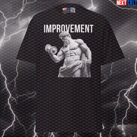 Improvement Stoic Gym Tee: Funny Bodybuilding Meme Shirt for Sigma Lifters & Greek God Pump Cover T-shirts Ancient Greece Bodybuilding Fitness Gym Pump Cover Stoicism Workout Next Cult Brand