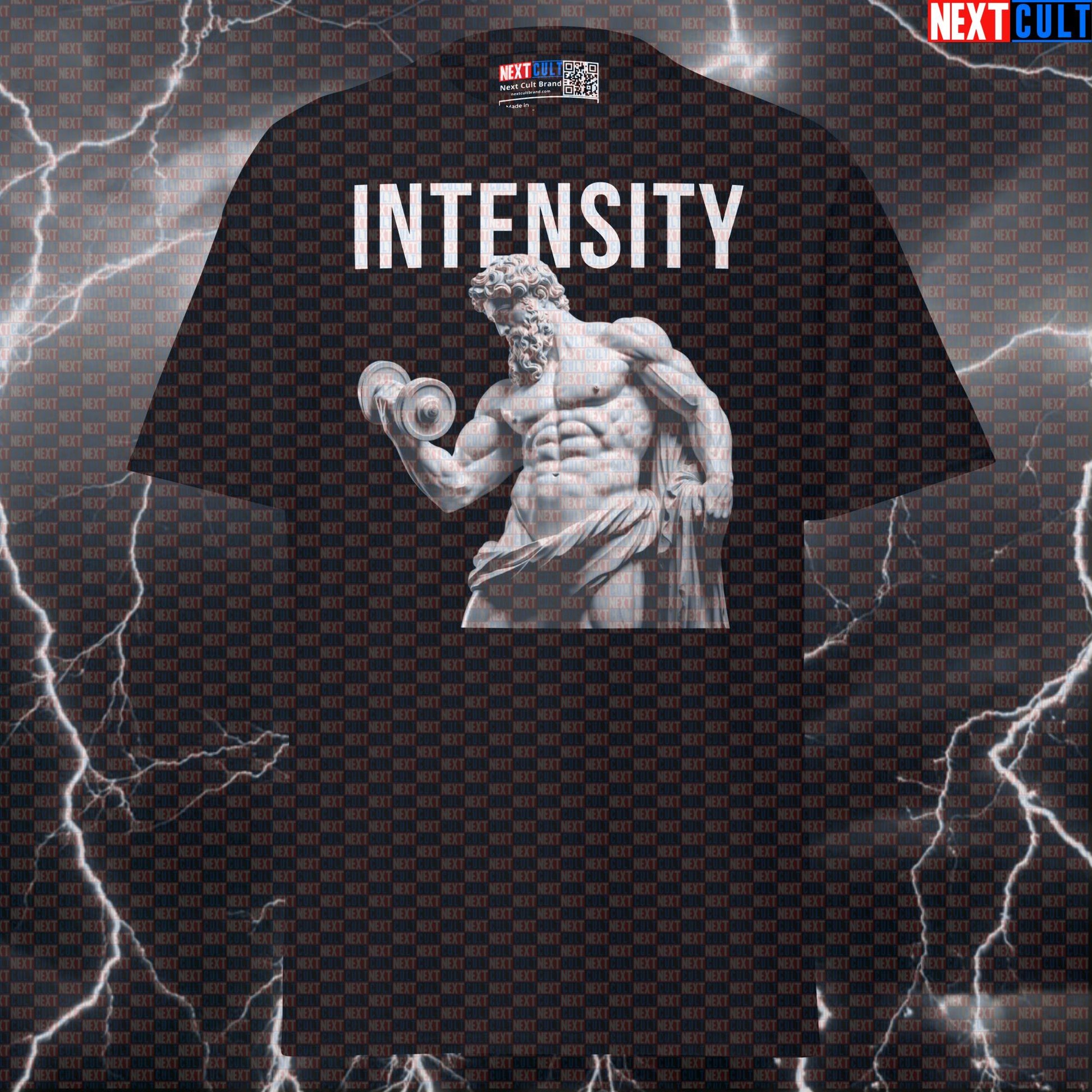 Intensity Stoic Bodybuilder Greek God Marble Sculpture Graphic Tee - Funny Gym Meme Pump Cover T-Shirt & Top T-shirts Ancient Greece Bodybuilding Fitness Gym Pump Cover Stoicism Workout Next Cult Brand
