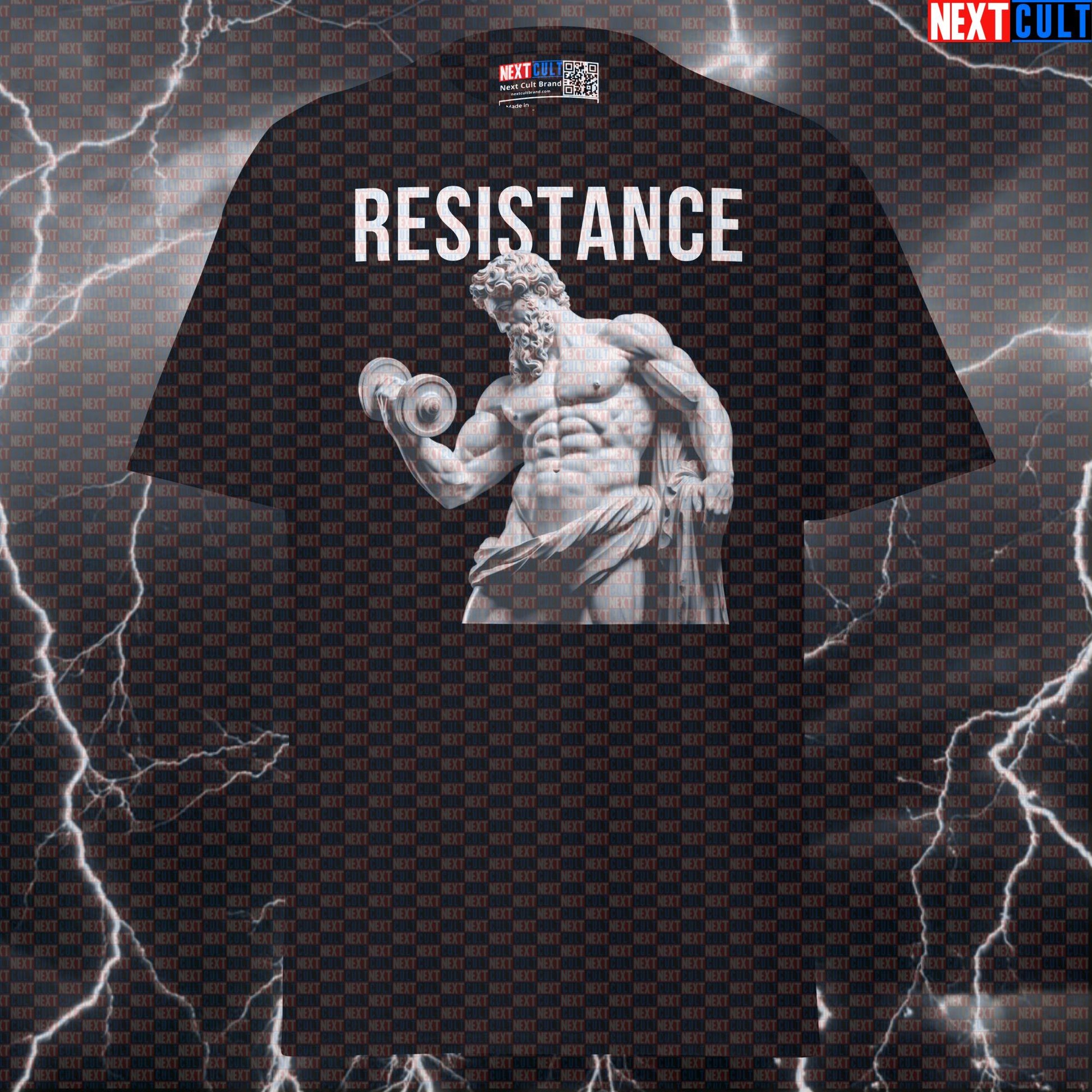 Resistance is Gainz: Funny Stoic Greek God Bodybuilder Marble Sculpture Graphic Tee Pump Cover T-shirts Ancient Greece Bodybuilding Fitness Gym Pump Cover Stoicism Workout Next Cult Brand