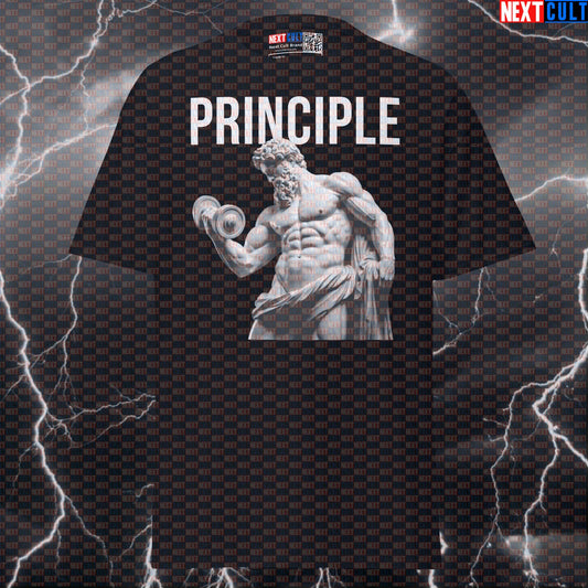 Principle Stoic Bodybuilder T-Shirt - Funny Gym Meme Tee & Greek God Pump Cover Top T-shirts Ancient Greece Bodybuilding Fitness Gym Pump Cover Stoicism Workout Next Cult Brand