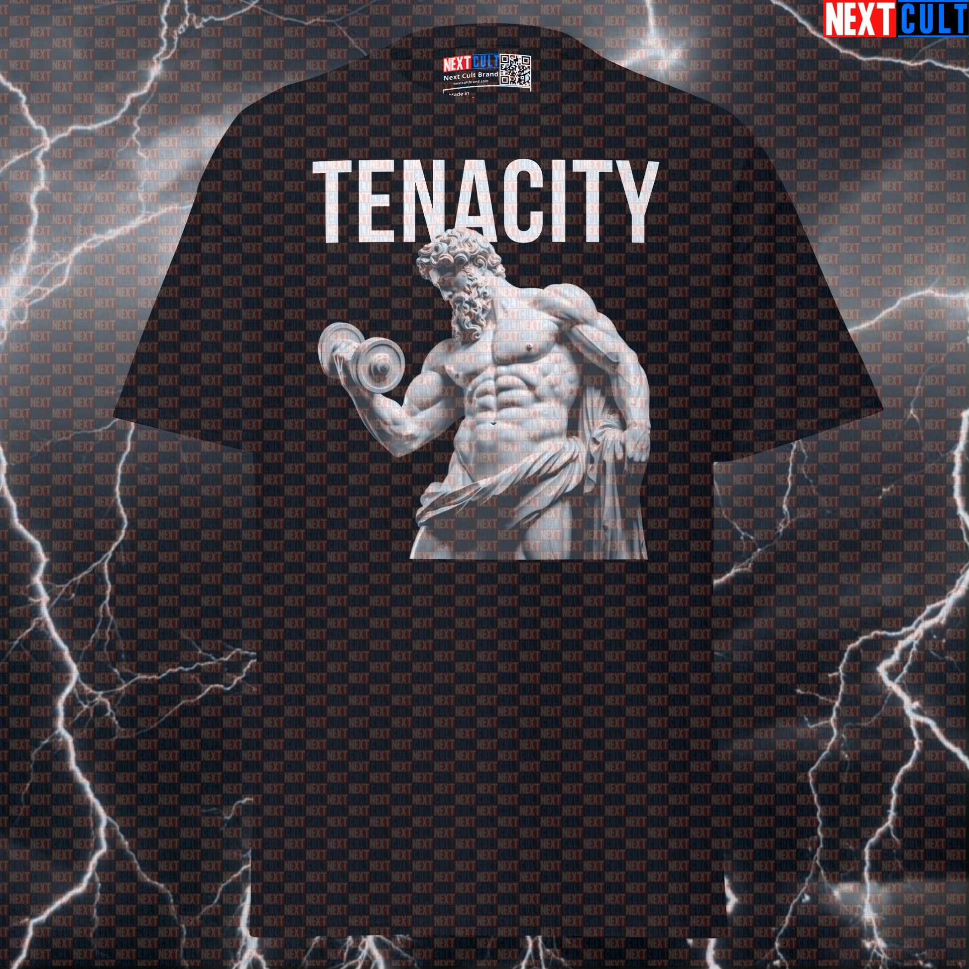 Tenacity Tee: Stoic Greek God Marble Sculpture Funny Gym Shirt for Sigma Lifters & Pump Cover T-shirts Ancient Greece Bodybuilding Fitness Gym Pump Cover Stoicism Workout Next Cult Brand