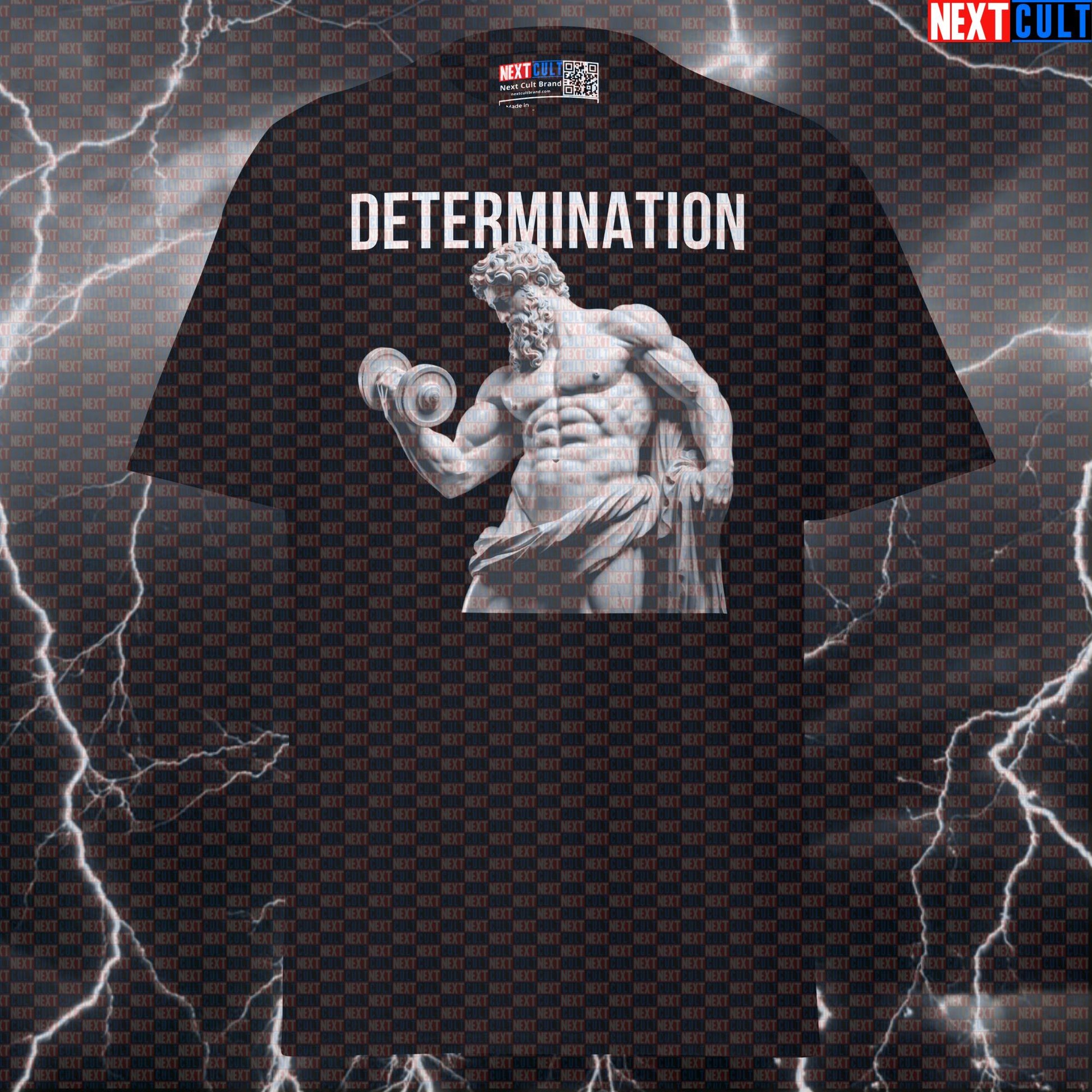 Determination Stoic Gymbro Graphic Tee: Funny Sigma Bodybuilder Marble Sculpture Pump Cover Shirt T-shirts Ancient Greece Bodybuilding Fitness Gym Pump Cover Stoicism Workout Next Cult Brand