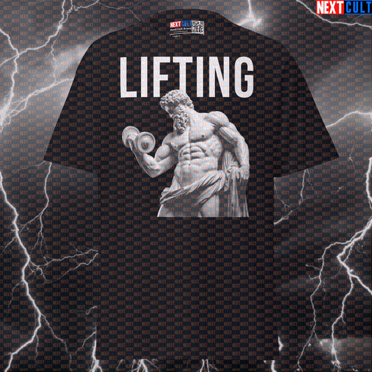 Lifting Stoic Sigma T-Shirt | Funny Gym Meme Tee | Marble Sculpture Pump Cover Top T-shirts Ancient Greece Bodybuilding Fitness Gym Pump Cover Stoicism Workout Next Cult Brand