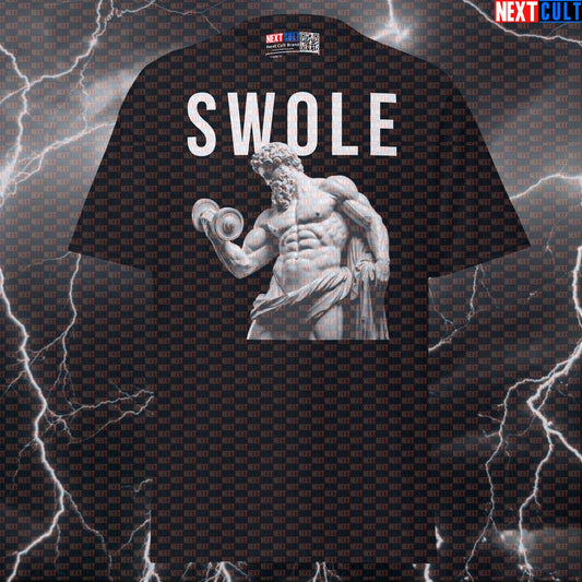 Swole Stoic Sigma Greek God Marble Sculpture Graphic Tee Funny Gym Meme Pump Cover T-Shirt T-shirts Ancient Greece Bodybuilding Fitness Gym Pump Cover Stoicism Workout Next Cult Brand