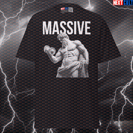Massive Stoic Bodybuilder Marble Statue Graphic Tee Funny Gym Meme Pump Cover T-Shirt T-shirts Ancient Greece Bodybuilding Fitness Gym Pump Cover Stoicism Workout Next Cult Brand