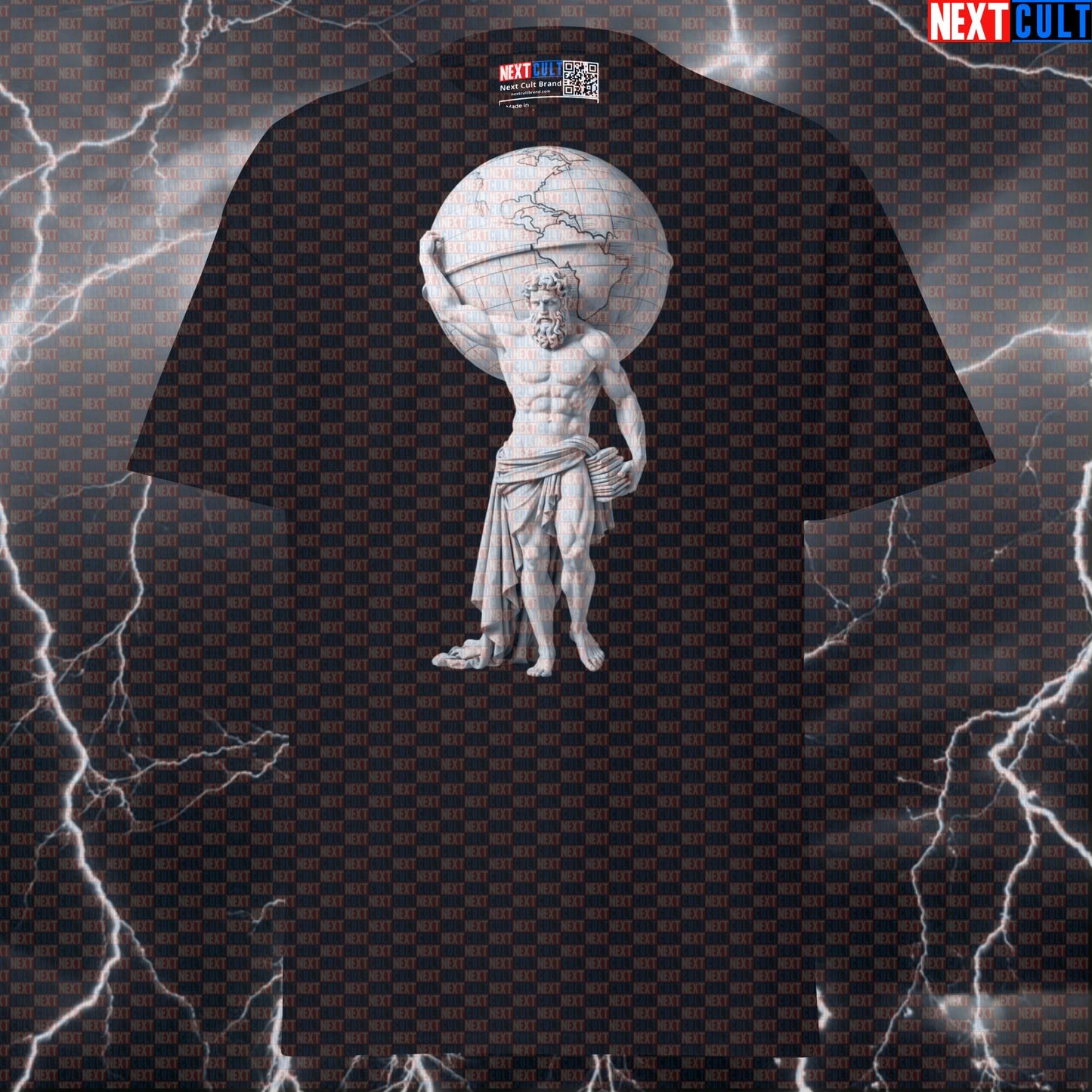 Atlas Gains Ancient Greece Strongman Graphic Tee: Funny Gym Meme Pump Cover Shirt T-shirts Ancient Greece Bodybuilding Fitness Gym Pump Cover Stoicism Strongman Workout Next Cult Brand