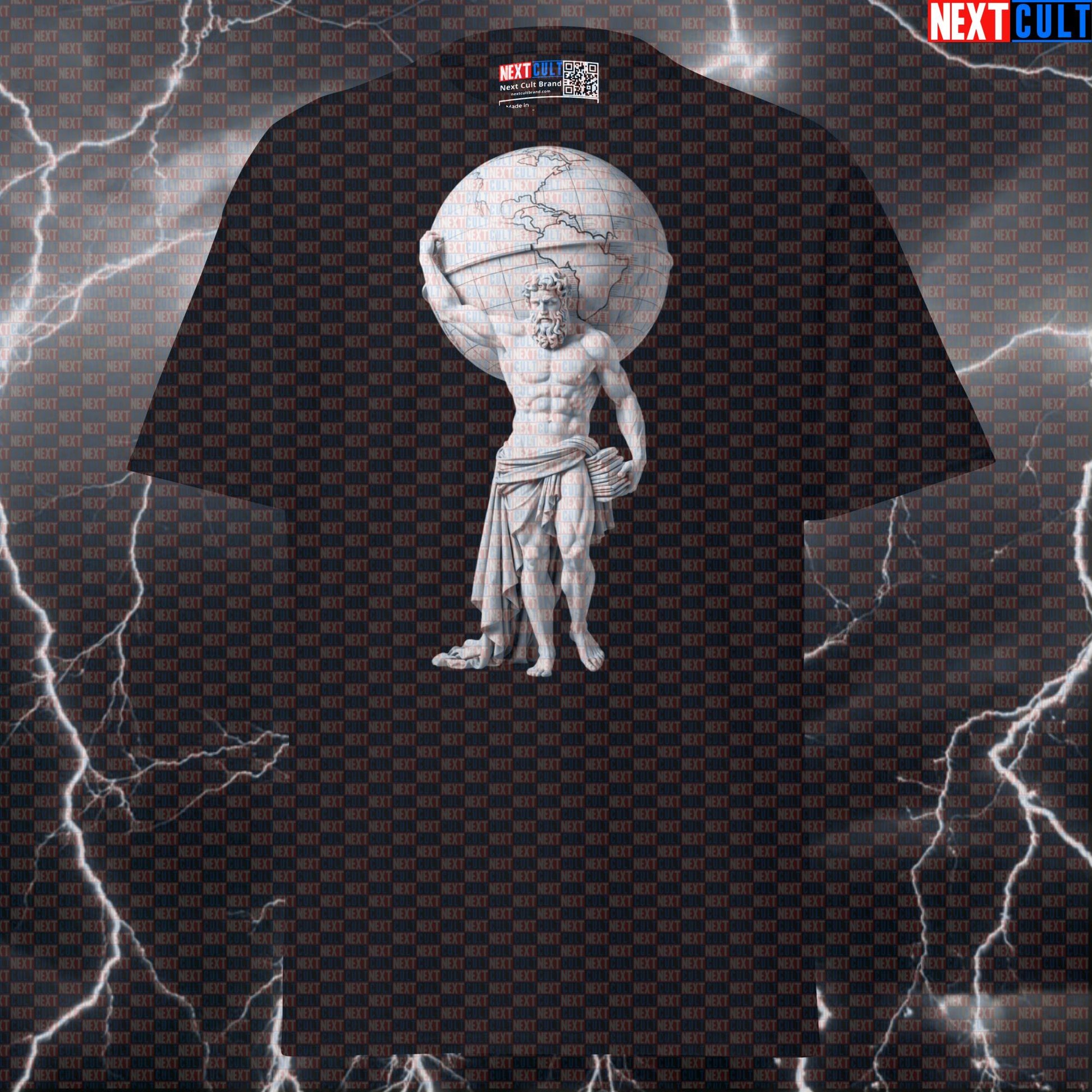Atlas Gains Ancient Greece Strongman Graphic Tee: Funny Gym Meme Pump Cover Shirt T-shirts Ancient Greece Bodybuilding Fitness Gym Pump Cover Stoicism Strongman Workout Next Cult Brand