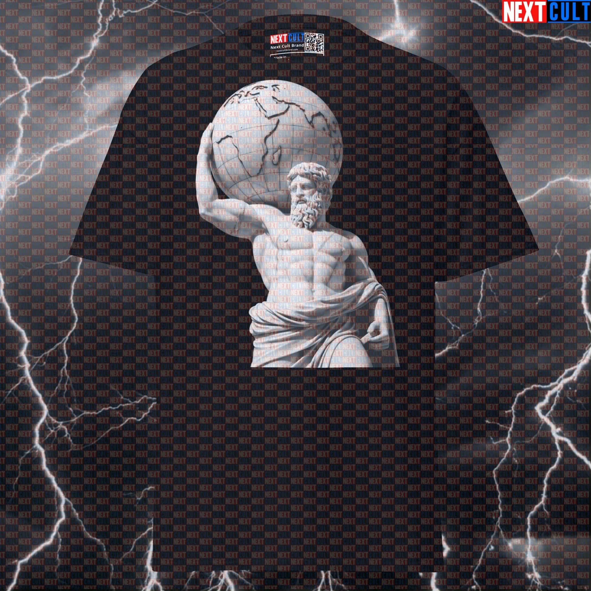 Atlas Lifting The Earth Funny Gym Meme Graphic Tee - Greek God Bodybuilder Pump Cover Top T-shirts Ancient Greece Bodybuilding Fitness Gym Pump Cover Stoicism Strongman Workout Next Cult Brand