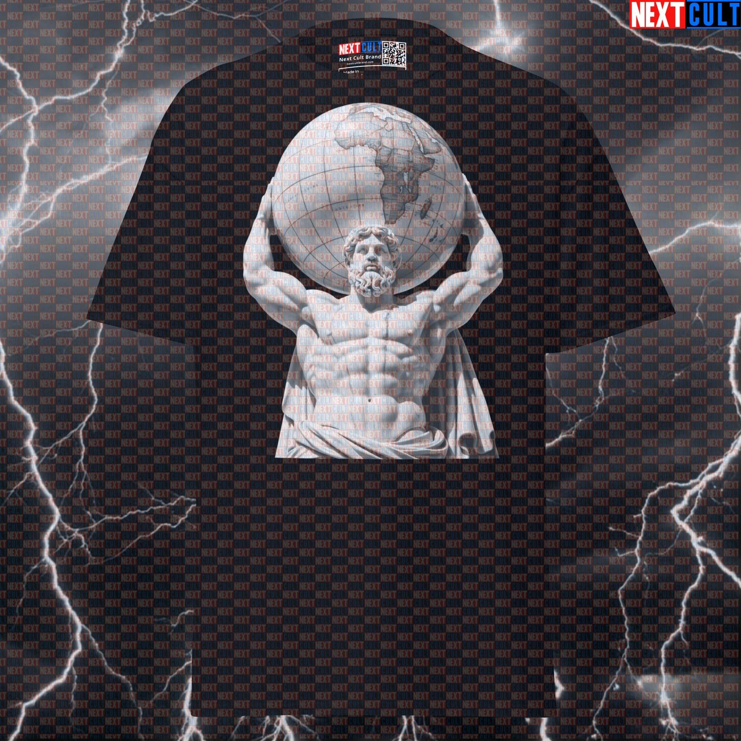 Atlas Lifting The Earth Funny Gym Meme Graphic Tee | Strongman Pump Cover Shirt T-shirts Ancient Greece Bodybuilding Fitness Gym Pump Cover Stoicism Strongman Workout Next Cult Brand