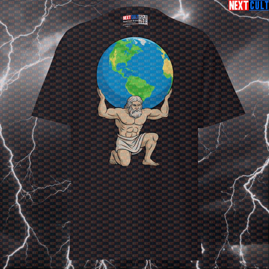 Atlas Gains Tee: Funny Strongman Gym Meme Shirt & Pump Cover T-shirts Ancient Greece Bodybuilding Fitness Gym Pump Cover Stoicism Workout Next Cult Brand