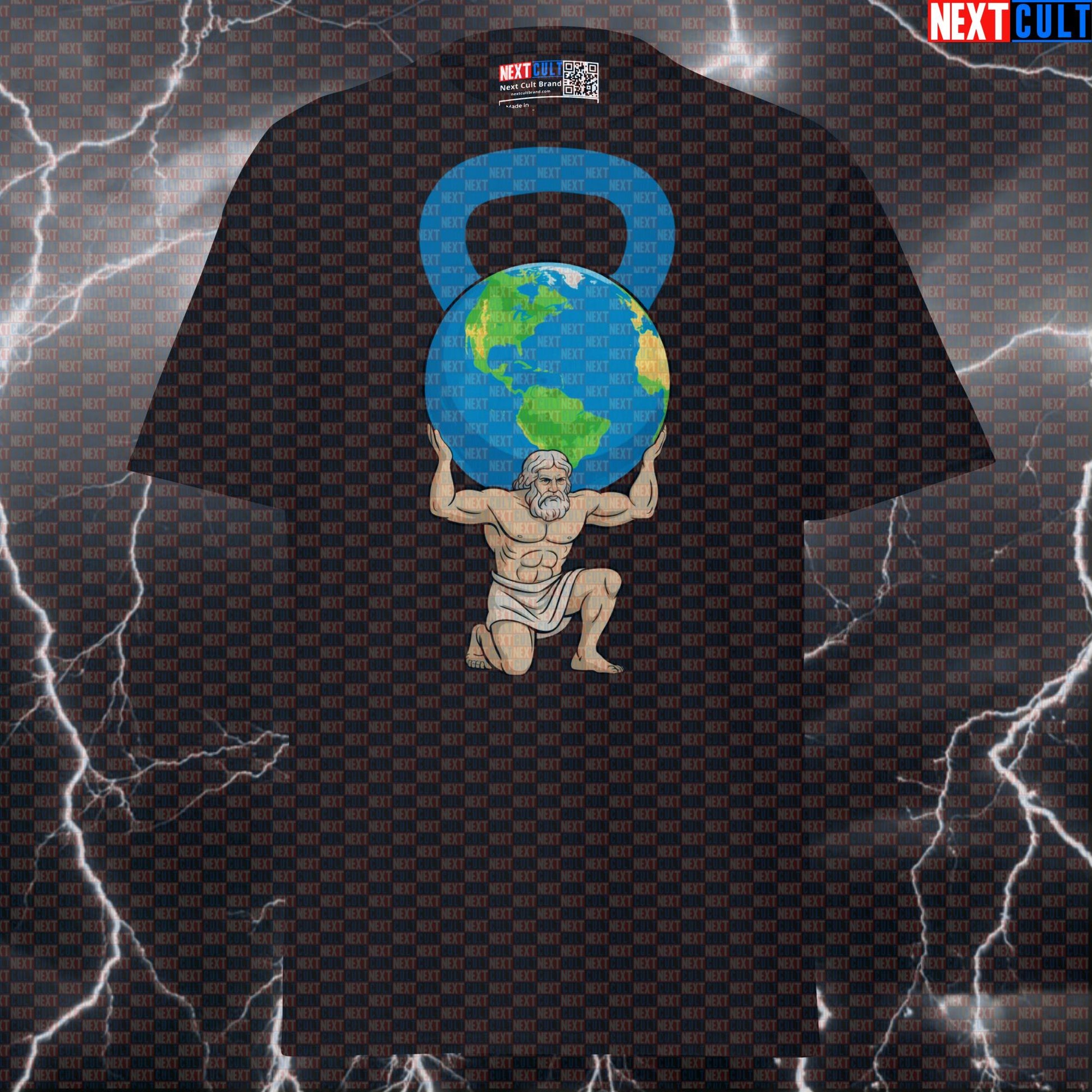 Atlas Kettlebell Earth Lifter Funny Gym Meme Tee | Greek God Workout Pump Cover Graphic Top T-shirts Ancient Greece Fitness Gym Kettlebell Pump Cover Stoicism Workout Next Cult Brand