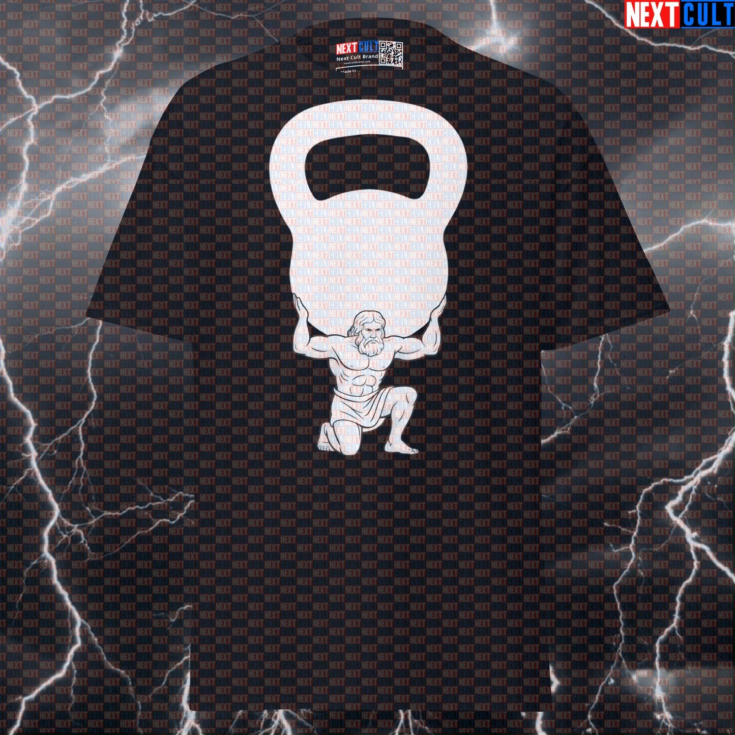 Atlas Kettlebell Earth Lifting Graphic Tee - Funny Gym Meme Pump Cover Top T-shirts Ancient Greece Fitness Gym Kettlebell Pump Cover Stoicism Workout Next Cult Brand