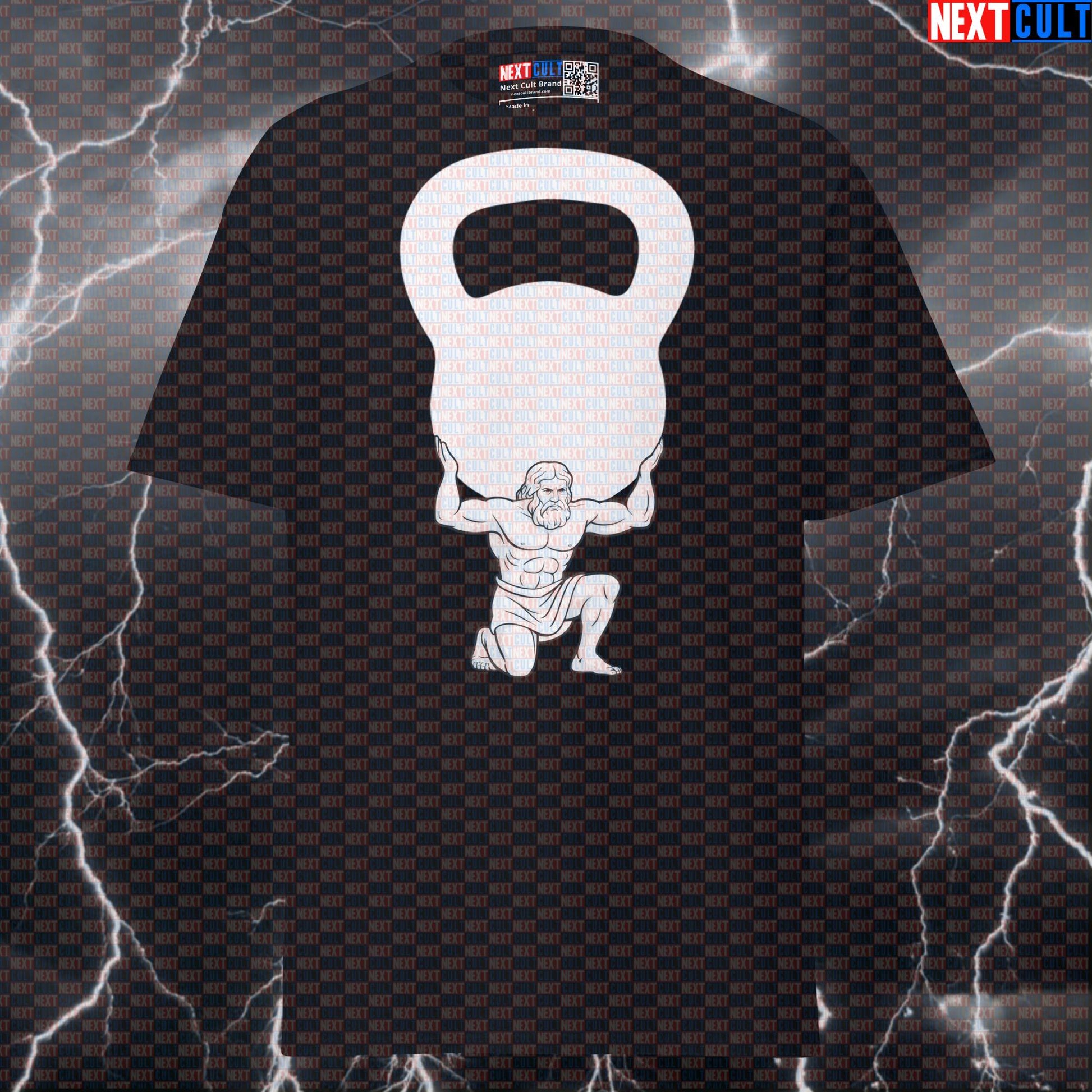 Atlas Kettlebell Earth Lifting Graphic Tee - Funny Gym Meme Pump Cover Top T-shirts Ancient Greece Fitness Gym Kettlebell Pump Cover Stoicism Workout Next Cult Brand