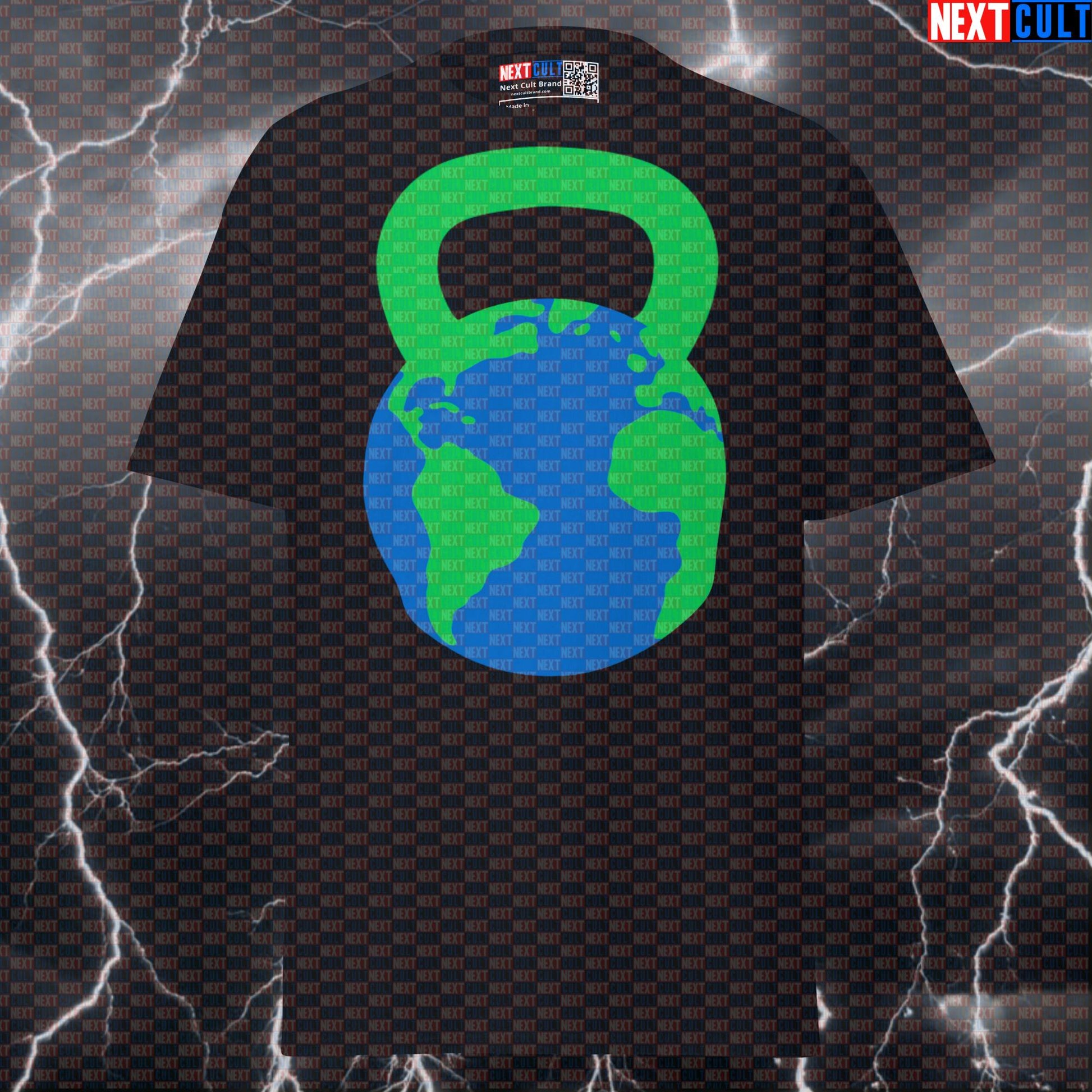 Earth Kettlebell Funny Gym Meme Shirt - Lifting The Earth Graphic Tee Pump Cover T-shirts Ancient Greece Fitness Gym Kettlebell Pump Cover Stoicism Workout Next Cult Brand