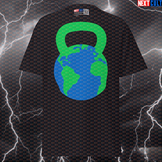 Earth Kettlebell Funny Gym Meme Shirt - Lifting The Earth Graphic Tee Pump Cover T-shirts Ancient Greece Fitness Gym Kettlebell Pump Cover Stoicism Workout Next Cult Brand