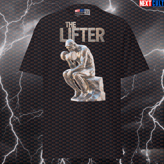 The Lifter Bronze Statue Funny Gym Meme Tee | Rodin Bodybuilding Pump Cover Top T-shirts Ancient Greece Bodybuilding Fitness Gym Pump Cover Stoicism Workout Next Cult Brand
