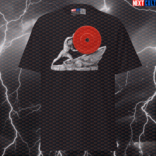 Sisyphus Rolling Weight Plate Uphill Funny Gym Meme Pump Cover Graphic Tee T-shirts Ancient Greece Fitness Gym Powerlifting Pump Cover Stoicism Workout Next Cult Brand