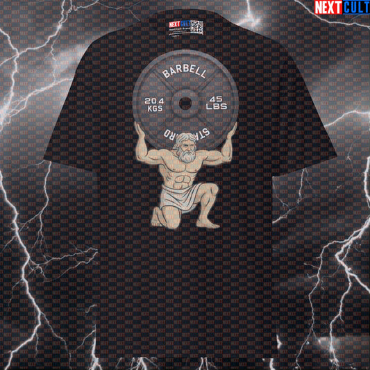 Atlas Weight Plate Funny Gym Meme Tee - Heavy Lifting Graphic Pump Cover Top T-shirts Ancient Greece Fitness Gym Powerlifting Pump Cover Stoicism Workout Next Cult Brand