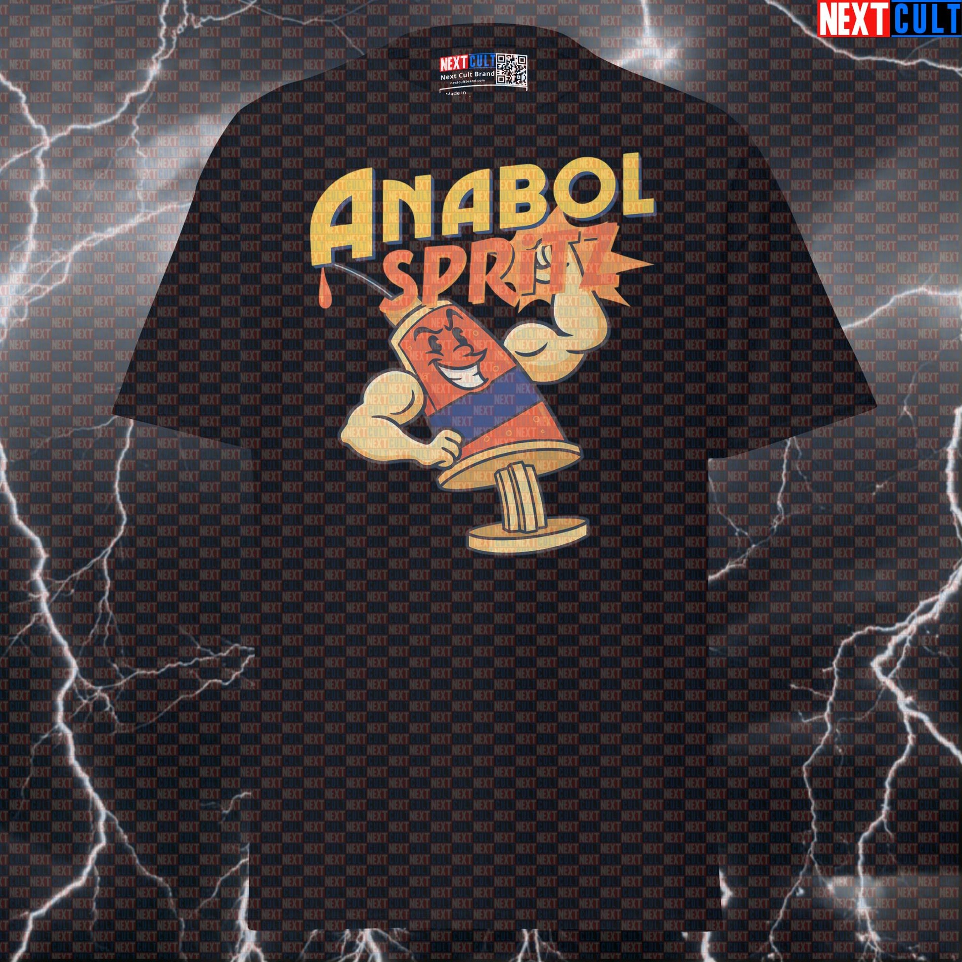 Anabol Spritz Funny Gym Meme Shirt | Not Natty Steroid Parody Pump Cover Graphic Tee T-shirts Bodybuilding Fitness Gym Pump Cover Steroids Workout Next Cult Brand