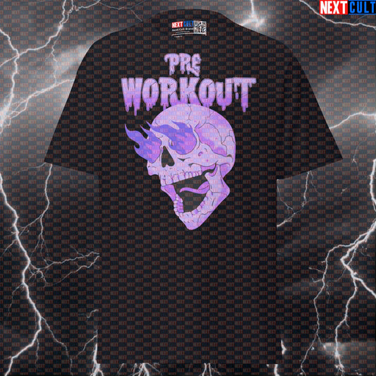 Crazy Preworkout Energy Graphic Tee | Skull & Flames Funny Gym Meme Pump Cover Top T-shirts Bodybuilding Fitness Gym Halloween Powerlifting Pump Cover Workout Next Cult Brand