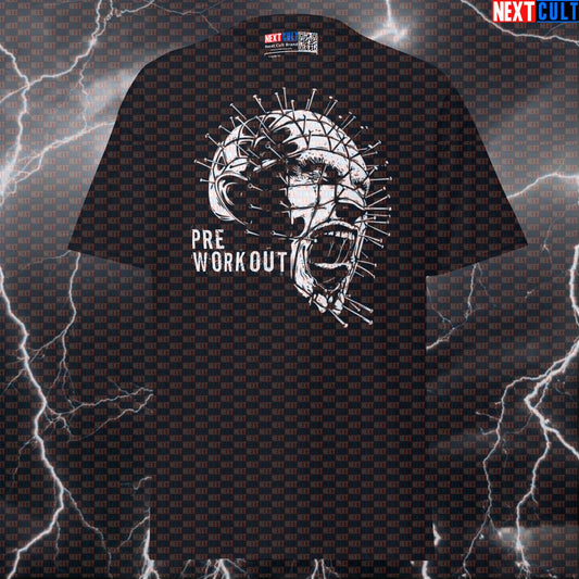Crazy Preworkout Tingling Pinhead Hellraiser Horror Gym Meme Graphic Tee T-shirts Bodybuilding Films Fitness Gym Halloween Powerlifting Pump Cover Workout Next Cult Brand