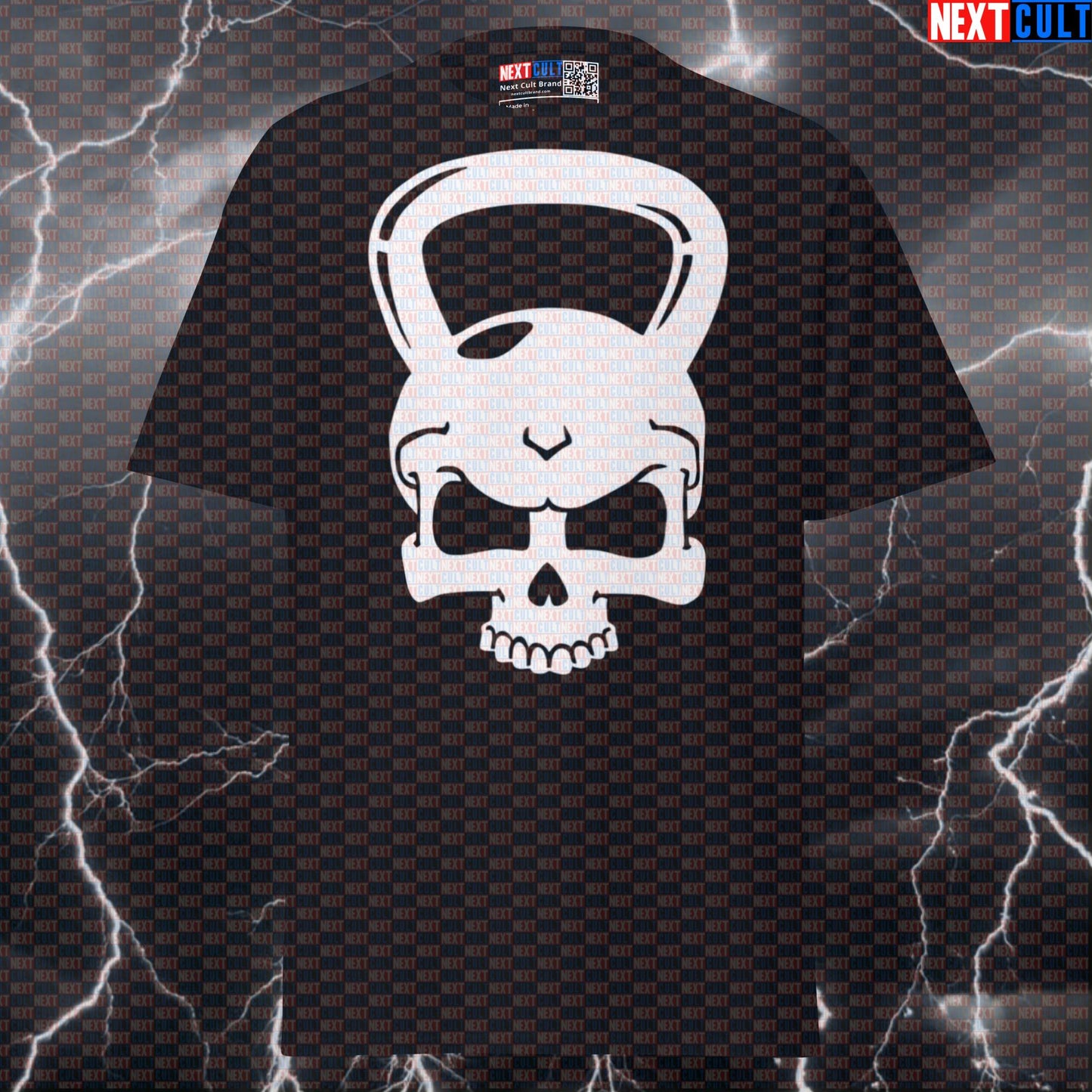 Kettlebell Skull Gym Meme Tee | Funny Weightlifting Pump Cover Shirt For Lifters Next Cult Brand