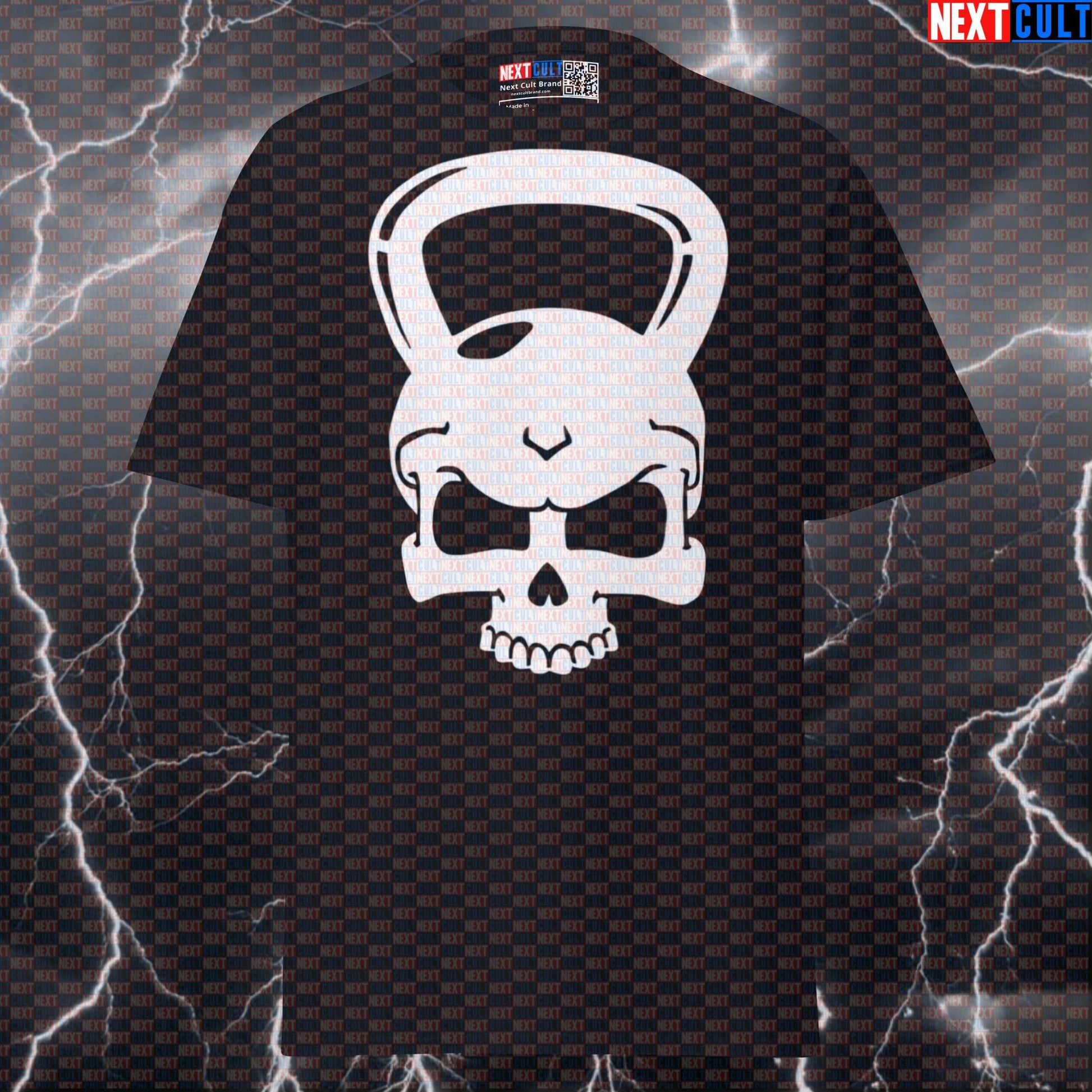 Kettlebell Skull Gym Meme Tee | Funny Weightlifting Pump Cover Shirt For Lifters Next Cult Brand