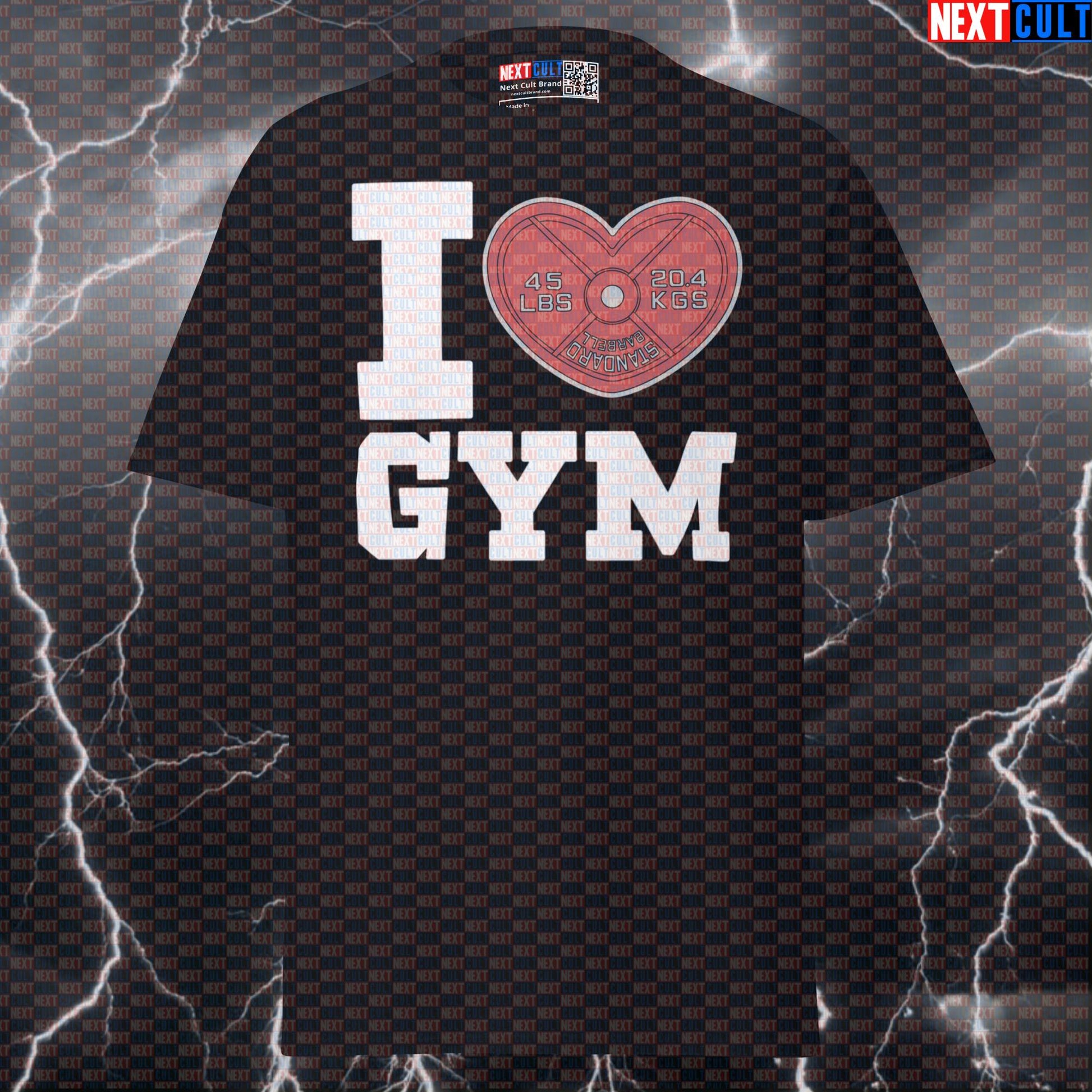 I Love Gym Valentine's Day Heart Weight Plate Funny Gym Meme Pump Cover Graphic Tee Next Cult Brand