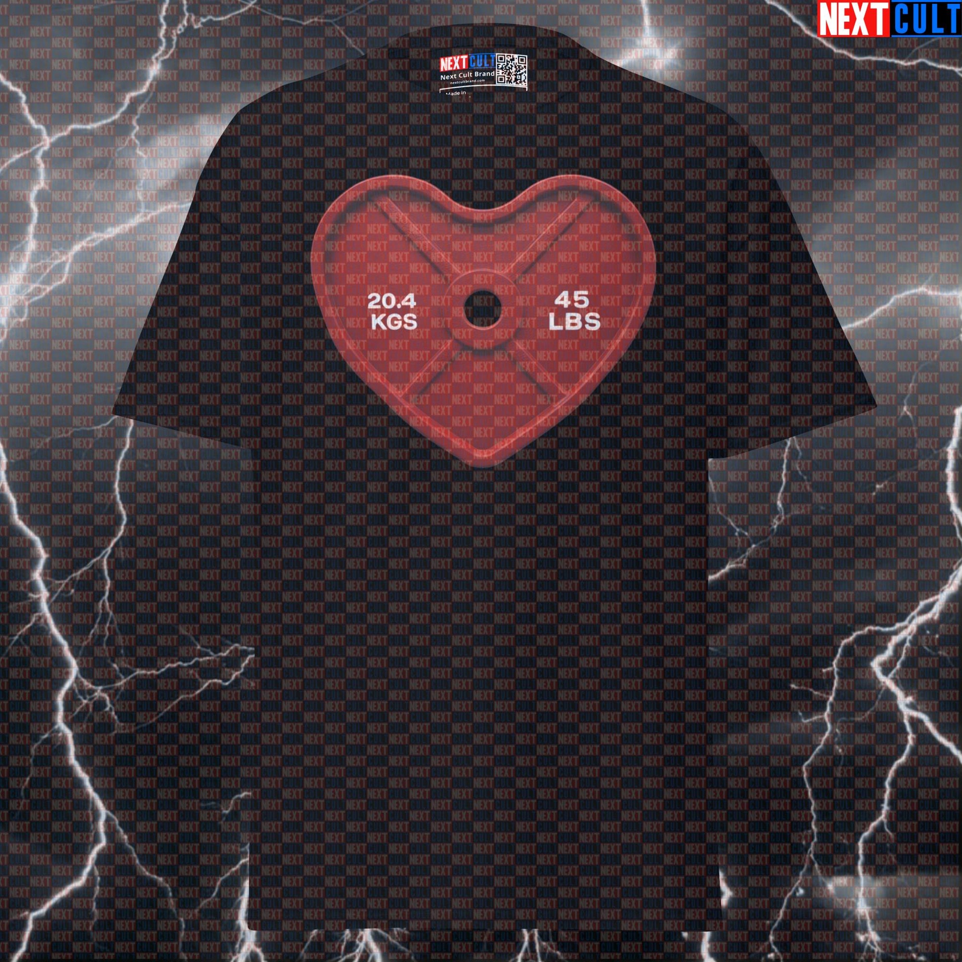 Heart Weight Plate Funny Valentine's Gym T-Shirt | I Love Gym Pump Cover Meme Tee For Lifters Next Cult Brand