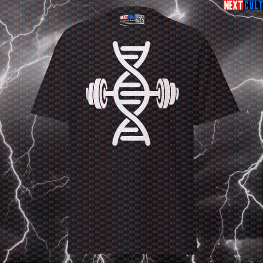 Unlock Your Gains: Funny Gym DNA Meme Graphic Tee - Ultimate Pump Cover Top Next Cult Brand