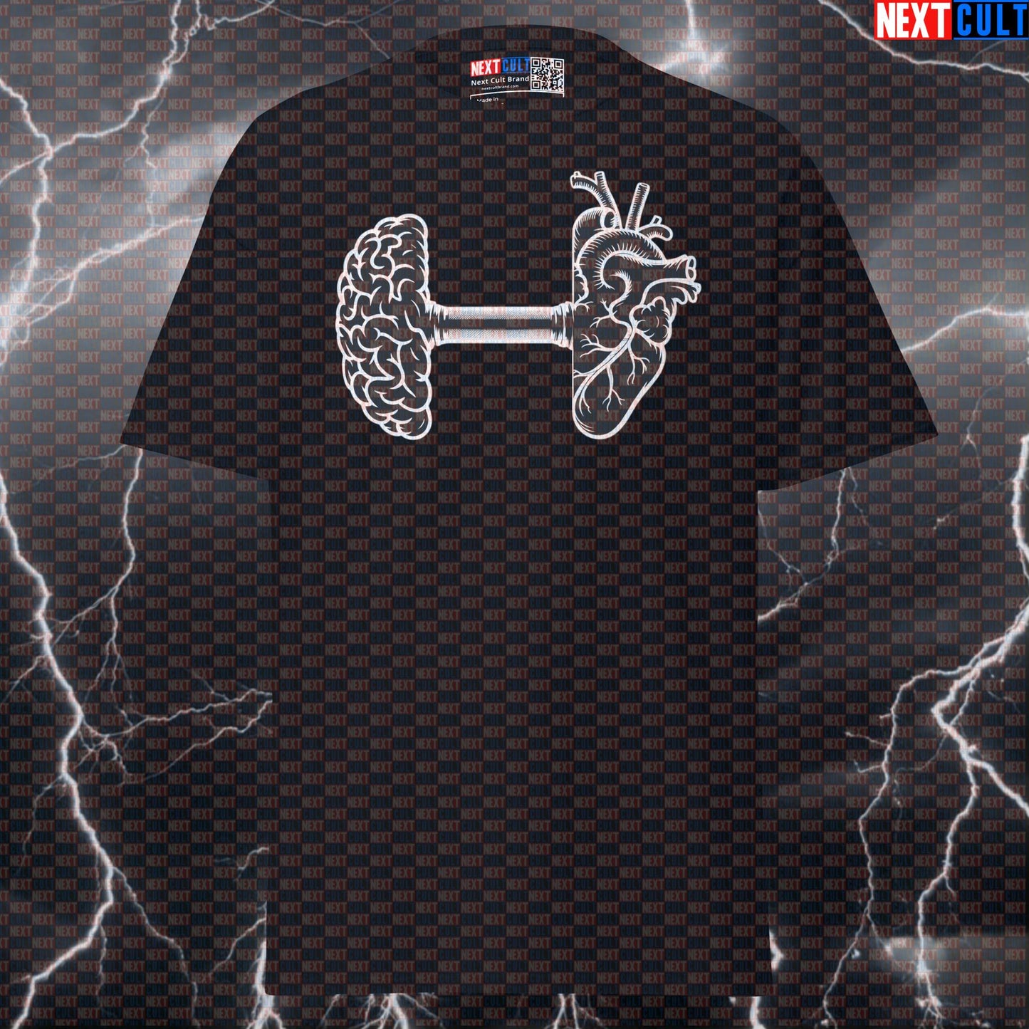 Heart and Brains Dumbbell Gym Meme Tee: The Ultimate Funny Pump Cover for Lifters Next Cult Brand