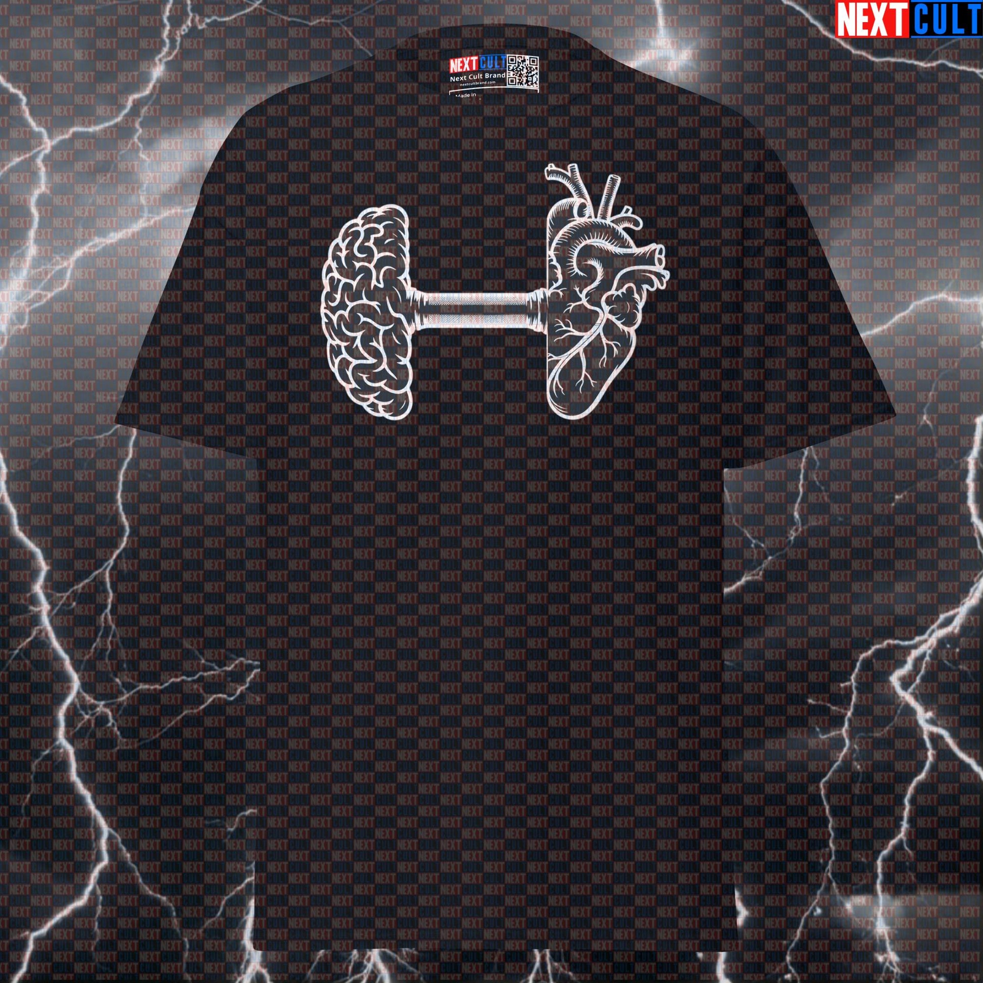 Heart and Brains Dumbbell Gym Meme Tee: The Ultimate Funny Pump Cover for Lifters Next Cult Brand