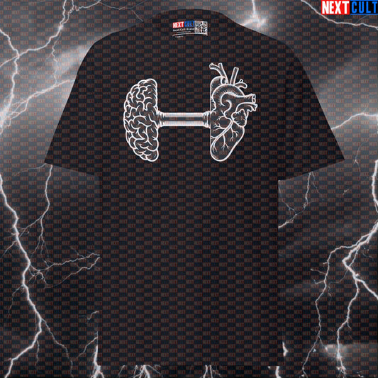 Heart and Brains Dumbbell Gym Meme Tee: The Ultimate Funny Pump Cover for Lifters Next Cult Brand