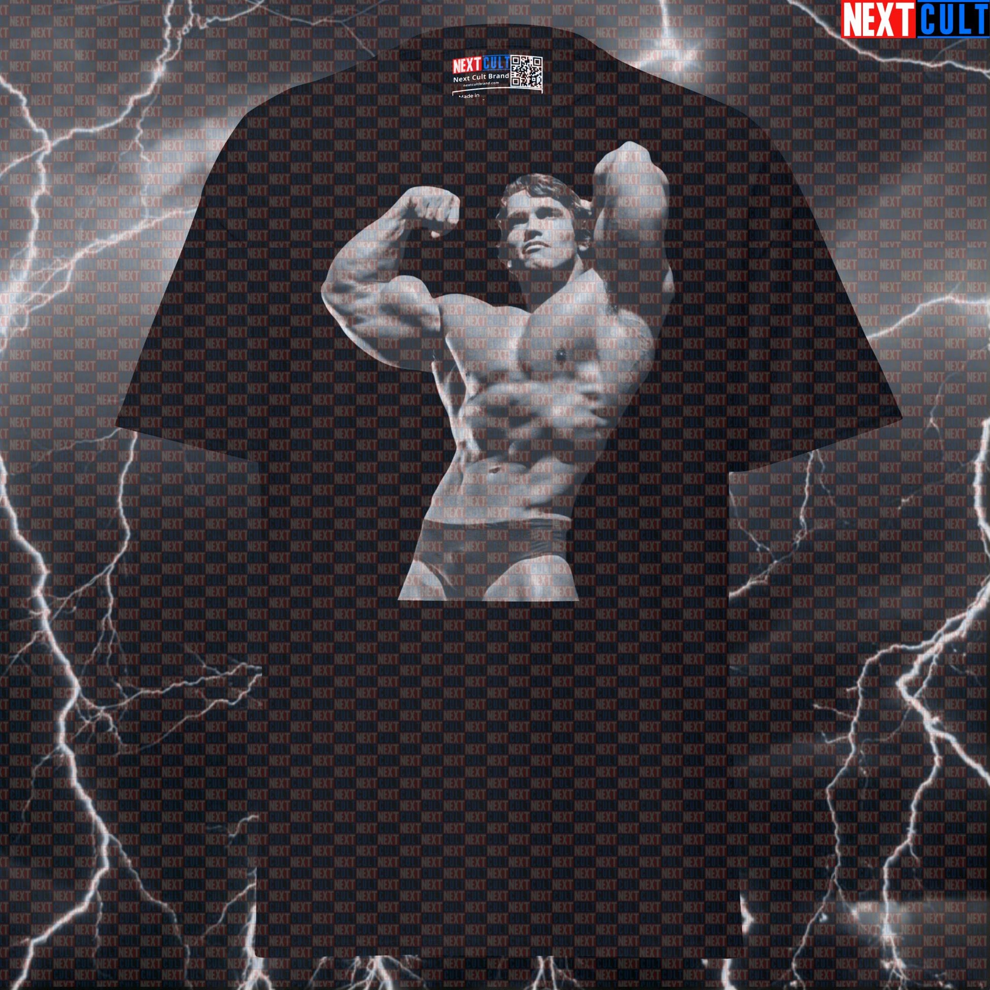 Unlock Your Gains Funny Gym Meme Tee | Arnold Schwarzenegger Pump Cover Graphic Top Next Cult Brand