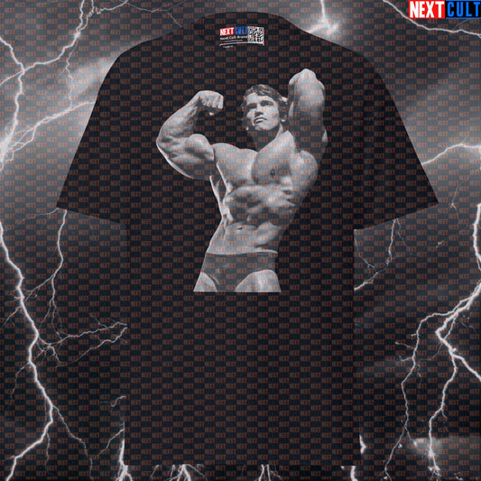 Unlock Your Gains Funny Gym Meme Tee | Arnold Schwarzenegger Pump Cover Graphic Top Next Cult Brand