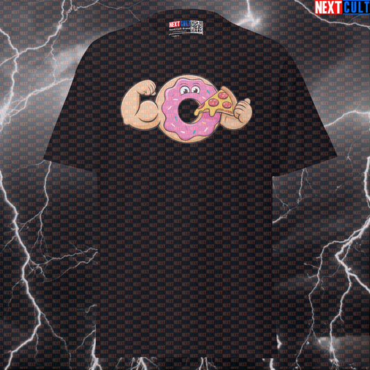 Swole Donut Eating A Pizza Funny Gym Meme Pump Cover Graphic Tee T-Shirt Next Cult Brand