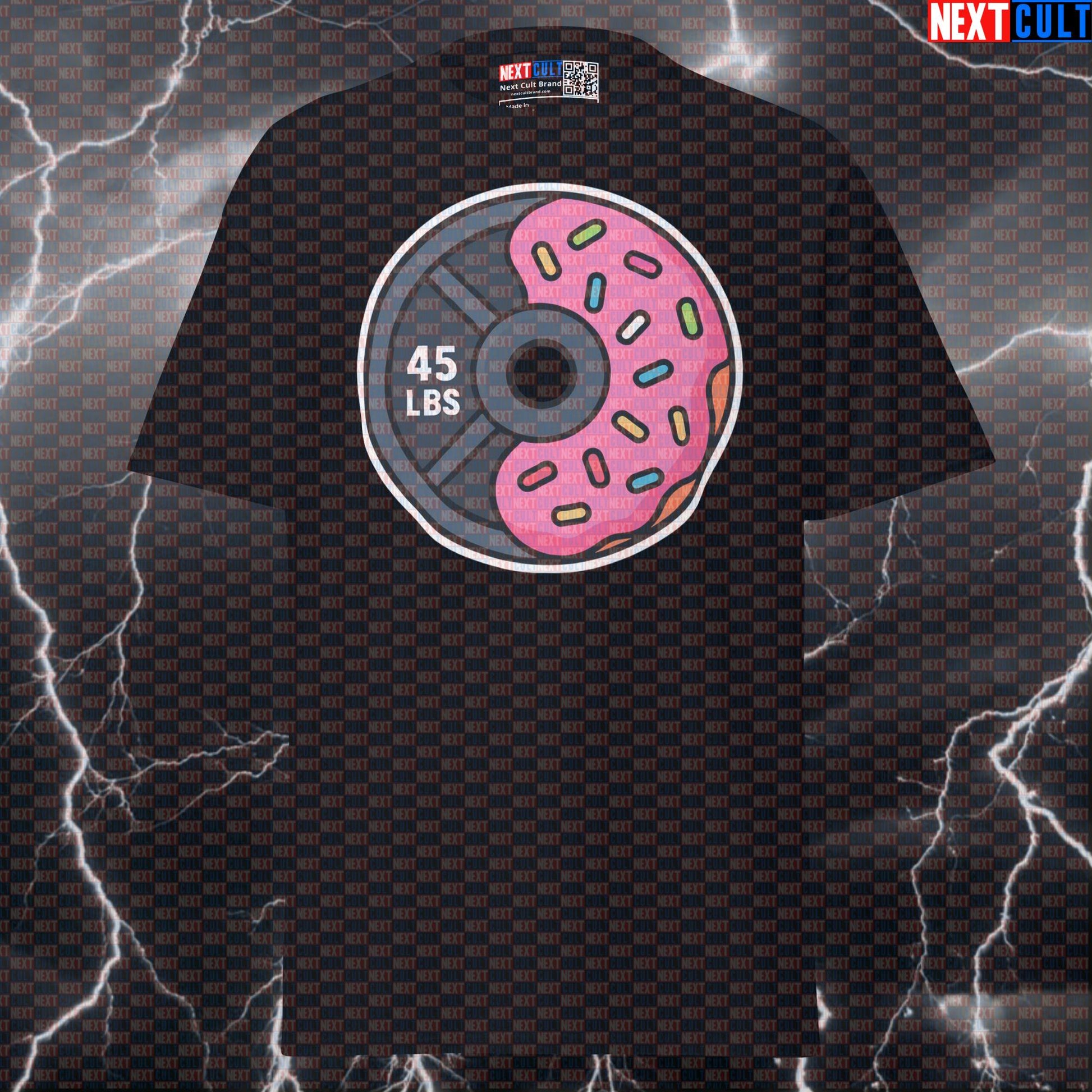 Donut Weight Plate Funny Gym Meme T-Shirt | Bulking Gains Fast Food Fitness Pump Cover Tee Next Cult Brand
