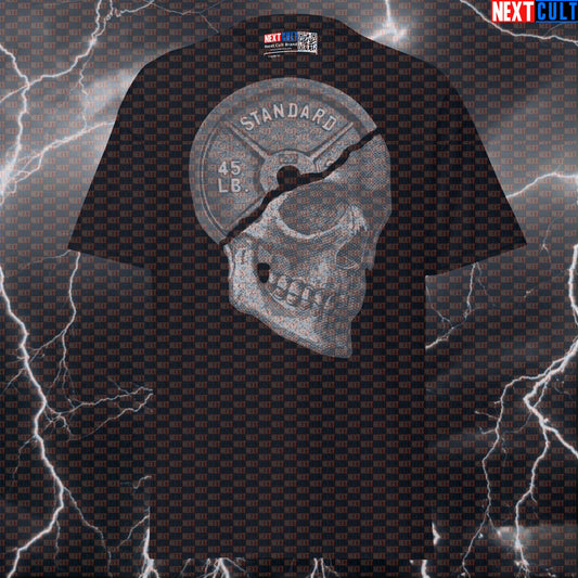 Gymhead Skull Weight Plate Funny Gym Meme Pump Cover Graphic Tee Next Cult Brand