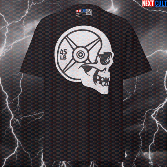 Gymhead Funny Gym Meme Shirt | Skull Weight Plate Graphic Tee For Lifters Pump Cover Next Cult Brand