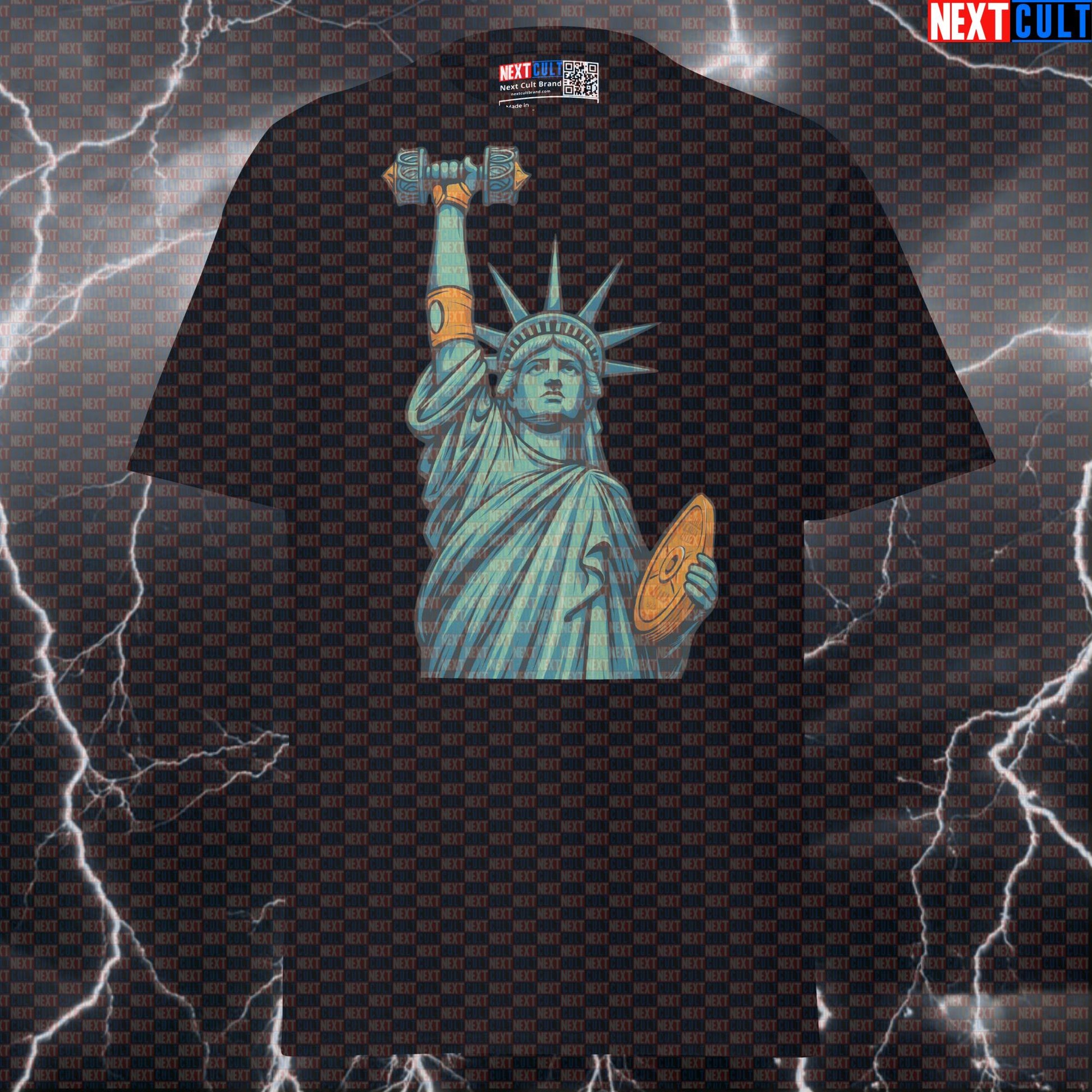 Statue of Lifting Funny Gym T-Shirt - 4th of July USA Freedom Meme Pump Cover Tee Next Cult Brand