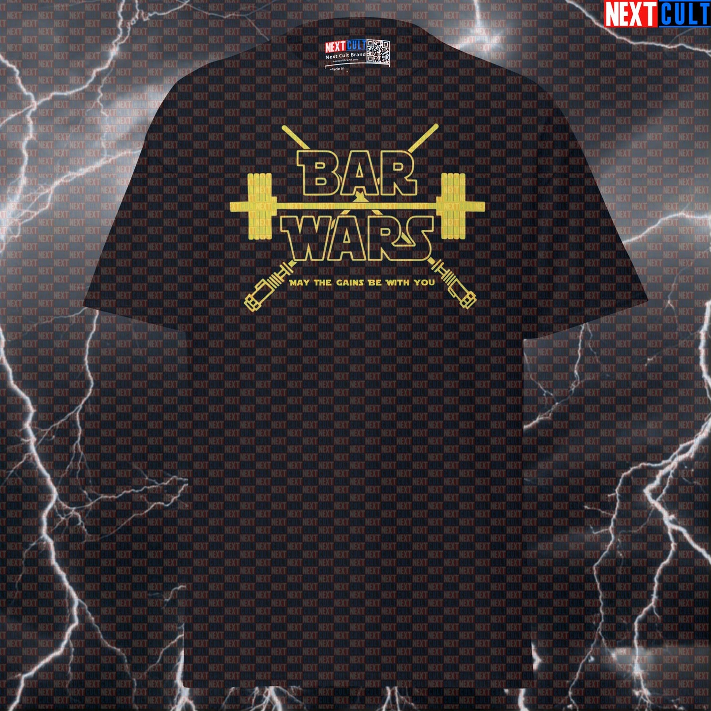 Star Wars Gym Shirt | Funny Barbell Pump Cover Tee | May The Gains Be With You Graphic Top Next Cult Brand