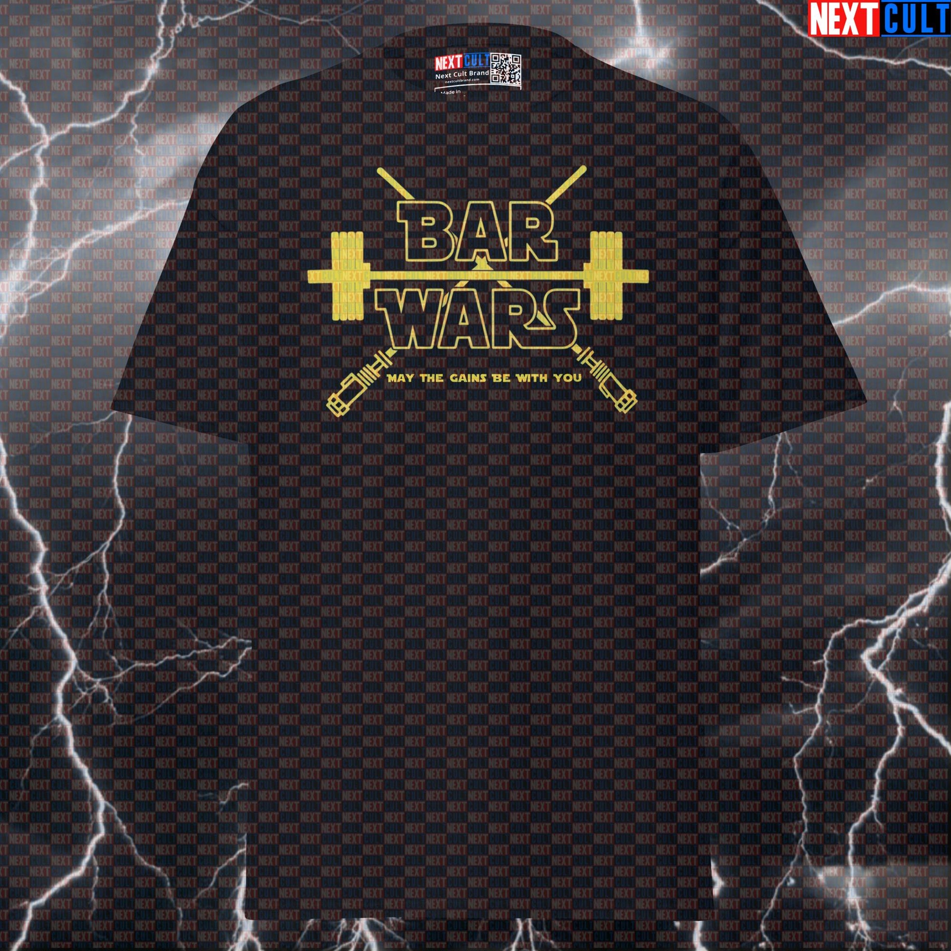 Star Wars Gym Shirt | Funny Barbell Pump Cover Tee | May The Gains Be With You Graphic Top Next Cult Brand