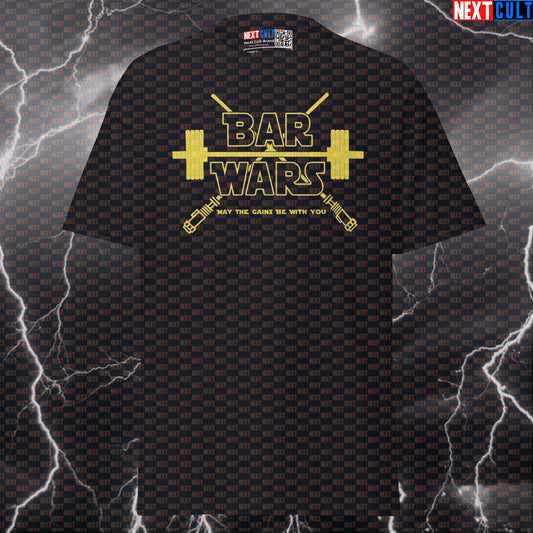 Star Wars Gym Shirt | Funny Barbell Pump Cover Tee | May The Gains Be With You Graphic Top Next Cult Brand