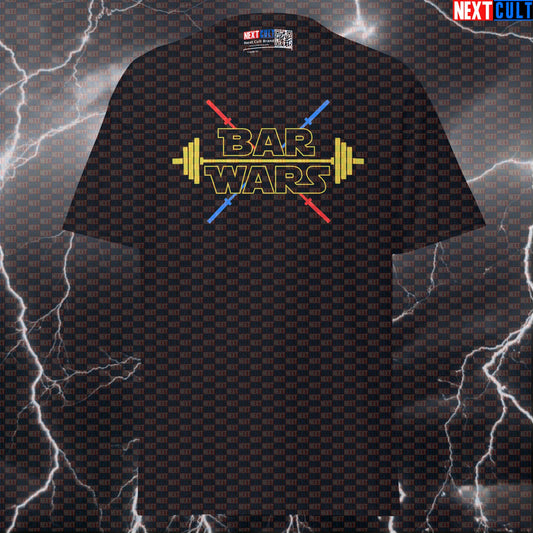 Bar Wars Funny Gym T-Shirt: May The Gains Be With You Swole Wars Pump Cover Tee Next Cult Brand