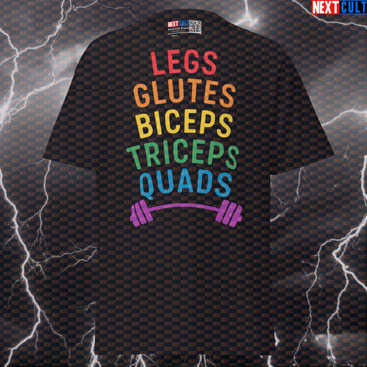 Funny Gym Pride Tee: Ultimate Pump Cover Shirt for Legs Glutes Biceps & LGBTQ+ Powerlifting Gains Next Cult Brand