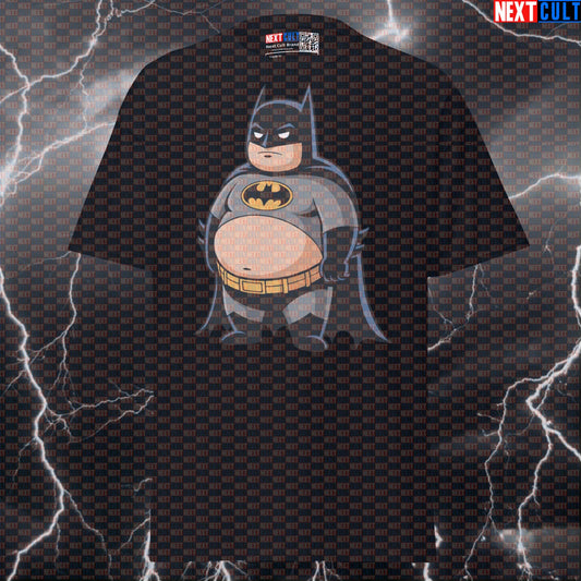 Fat Batman Graphic Tee: Chunky Superhero Meme Top for Gym Bros & Pump Covers Next Cult Brand