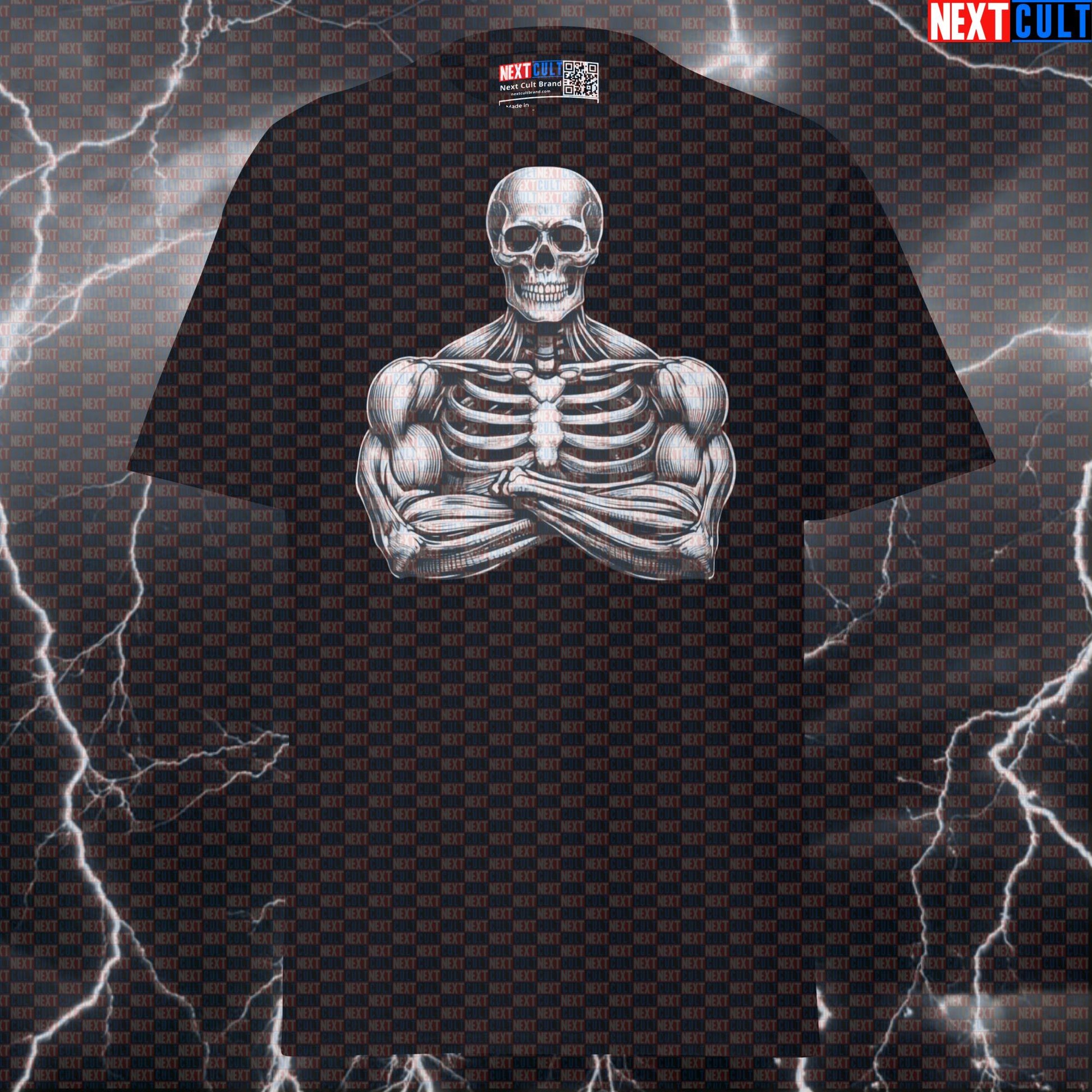 Muscled Skeleton Deadlifter Funny Gym Meme Tee - Ultimate Pump Cover Top For Bodybuilding Next Cult Brand