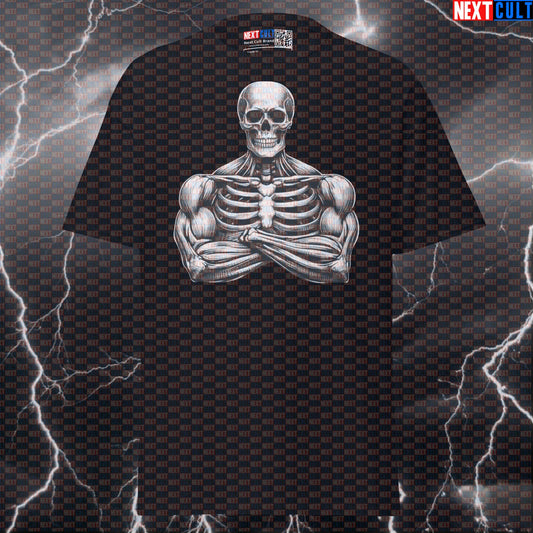 Muscled Skeleton Deadlifter Funny Gym Meme Tee - Ultimate Pump Cover Top For Bodybuilding Next Cult Brand