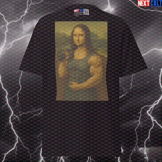 Mona Lifta Gym Renaissance Funny Gym Tee | Da Vinci Painting Pump Cover T-shirts Art Bodybuilding Fitness Gym Mona Lisa Pump Cover Workout Next Cult Brand